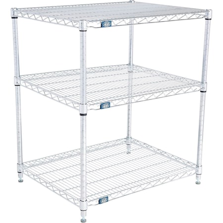Nexel 3 Shelf, Chrome Wire Shelving Unit, Starter, 30inW x 21inD x 34inH B3124458